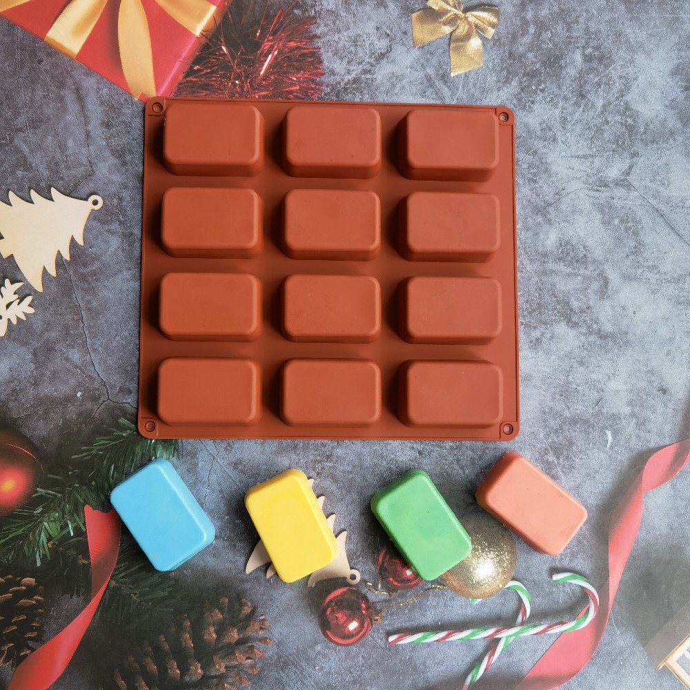 Soap Making Kit For Beginners - 12キャビティスクエアシリコン石鹸型キャンドルキャンドルキャンドルキャンドルキャンディーワックスアマセラピーモールドクラフト装飾3D DIY手作りツール