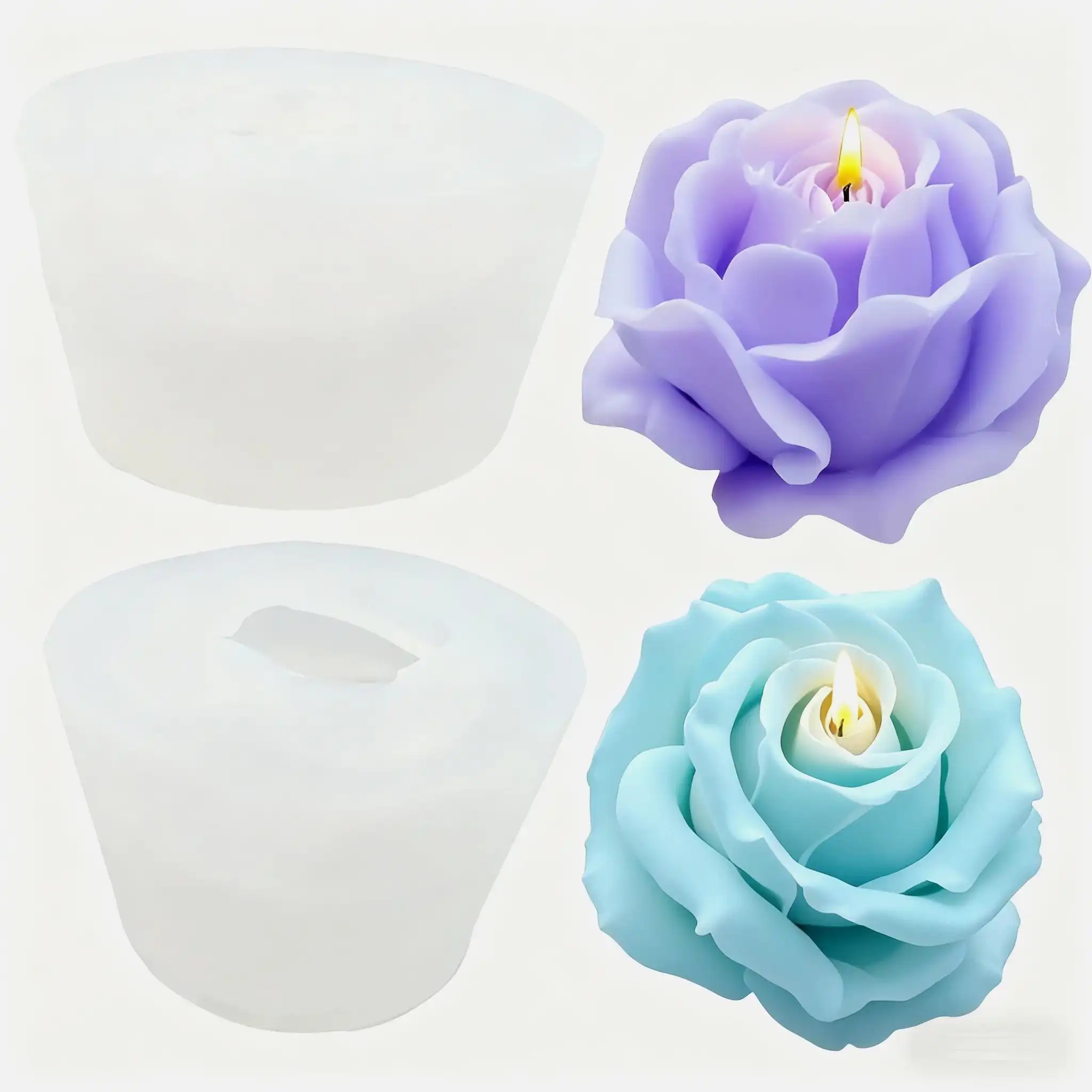 2個入り、ロマンチックな3Dバラのシリコン製キャンドル型 - - Soap Making Gifts のレビューと価格