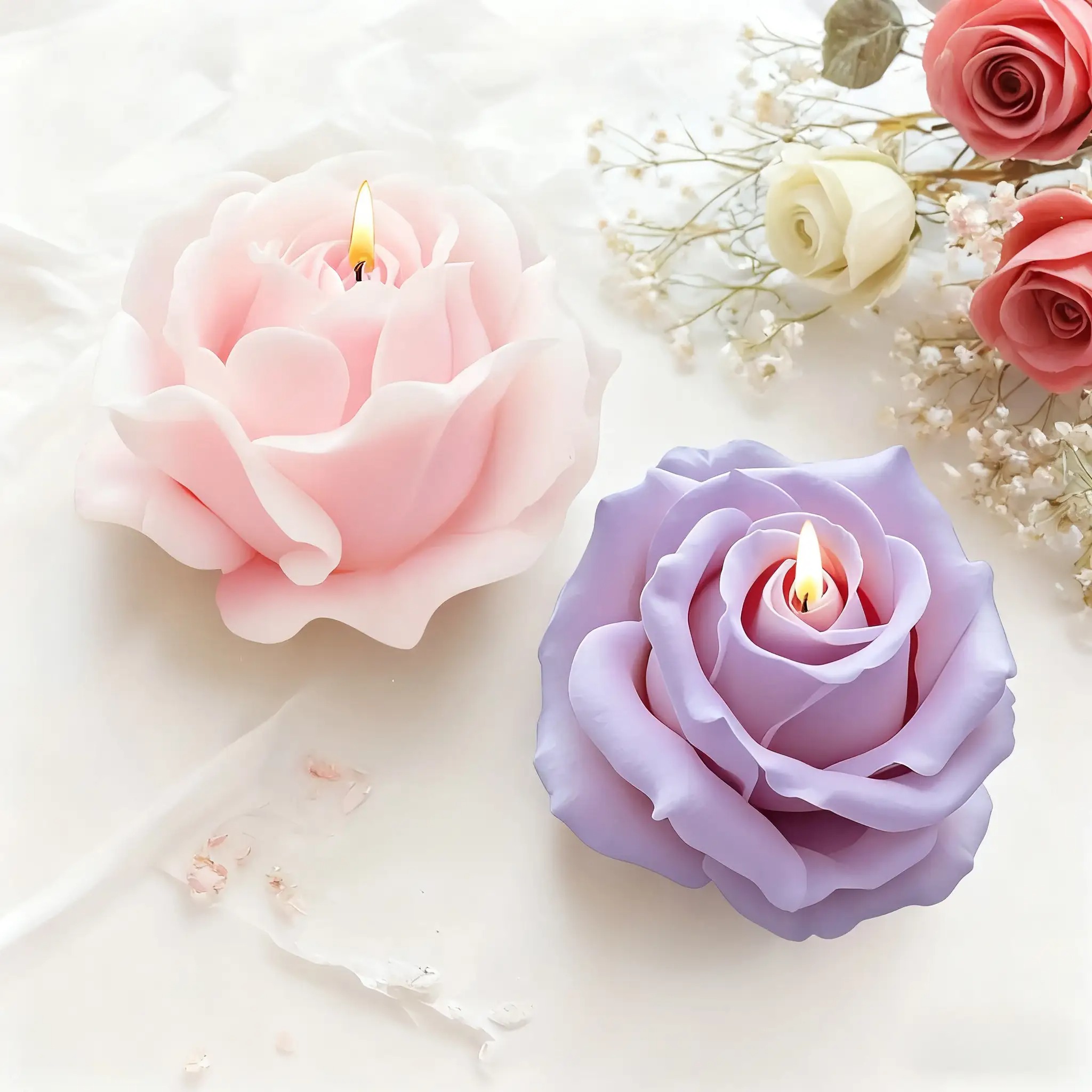 2個入り、ロマンチックな3Dバラのシリコン製キャンドル型 - - Soap Making Gifts のレビューと価格